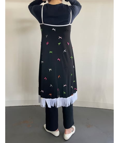 mesh dress with colorful bows