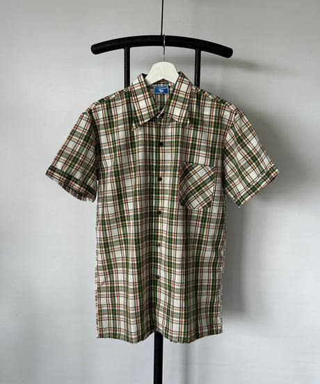 70s madras check s/s shirt 40