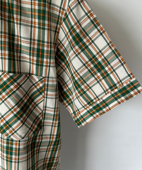 70s madras check s/s shirt 40