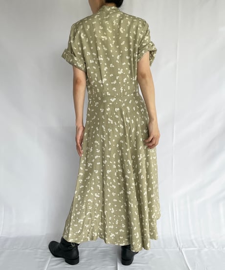 60s~70s europe vintage Stand collar dress