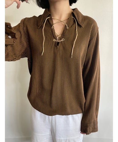 70s Lace up shirt