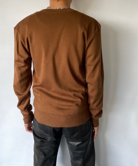 Europe Vintage Switching Suede V-neck Knit