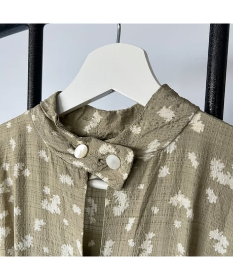 60s~70s europe vintage Stand collar dress