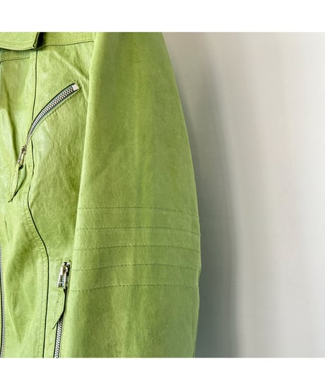 70s~80s Light Green Leather Jacket