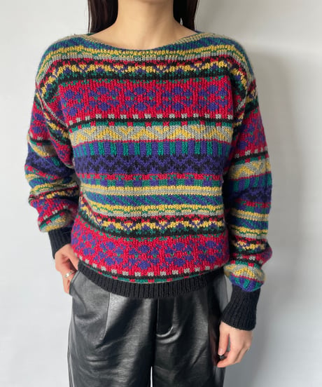 Europe Vintage Boat neck Sweater