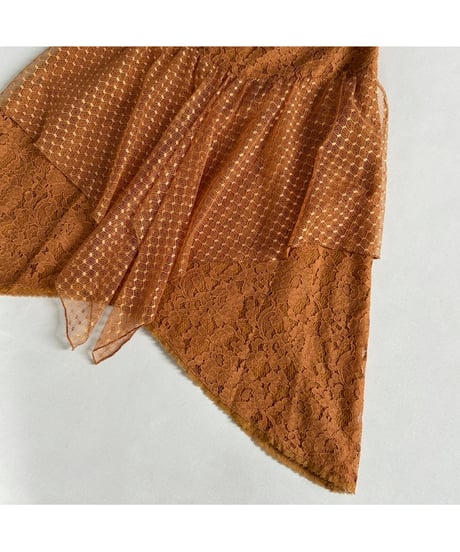 Asymmetrical flower lace skirt