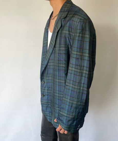 made in Italy 80s Silk Tartan check Jacket