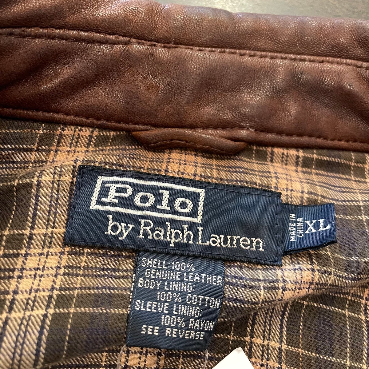 90s RALPH LAUREN leather swing top XL | Clout