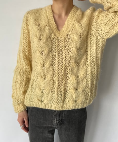 Vintage V-Neck Hand Made Knit