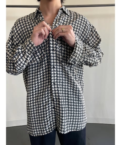 90s Houndstooth silk shirt