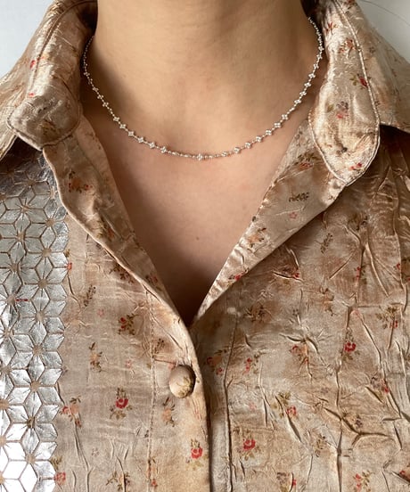 DEAD STOCK Vitage Italy 925 tiny chain necklace Flower 13
