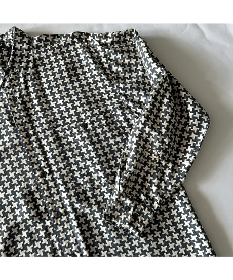 90s Houndstooth silk shirt