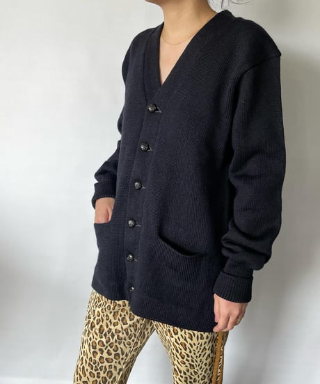 50-60s  lettered cardigan "Dark Navy"