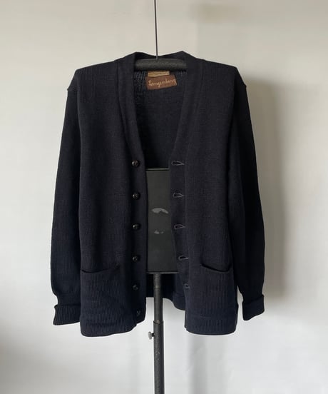 50-60s  lettered cardigan "Dark Navy"