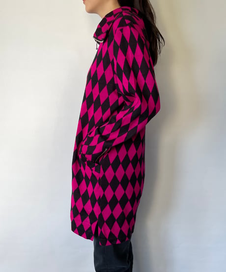 vivid pink black diamond checkered