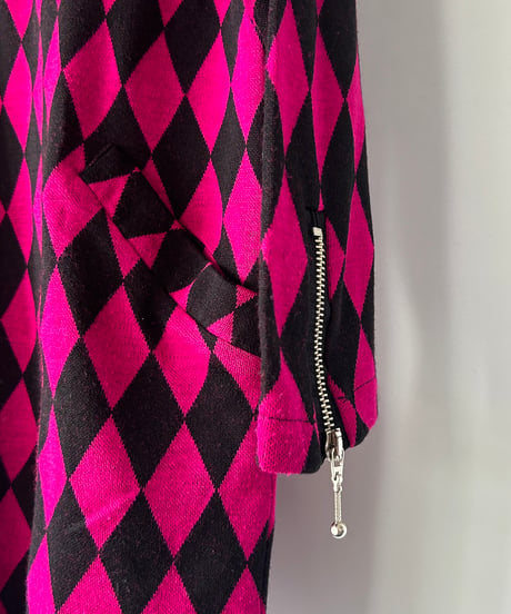 vivid pink black diamond checkered
