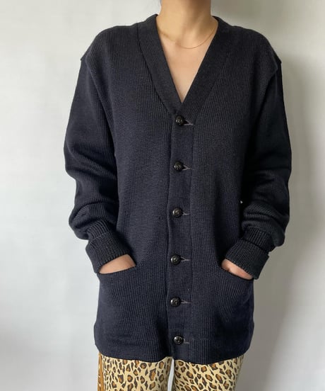 50-60s  lettered cardigan "Dark Navy"
