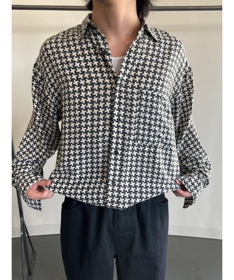 90s Houndstooth silk shirt