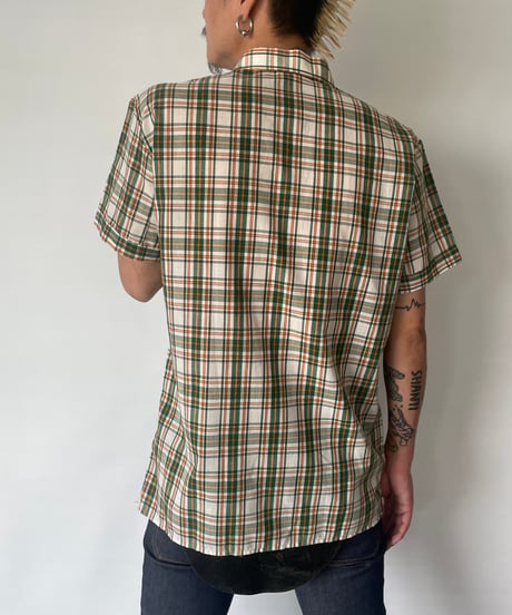 70s madras check s/s shirt 40