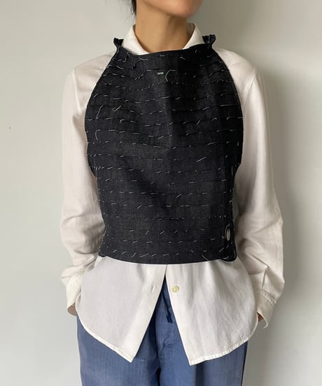 NAM HEAD APRON "FRINGE DENIM”