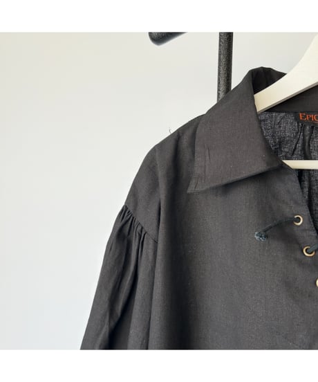 Vintage Lace up Gather Shirt