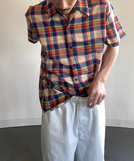 Europe madras check s/s shirt 42