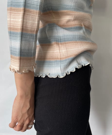 Henley neck ruffle tops