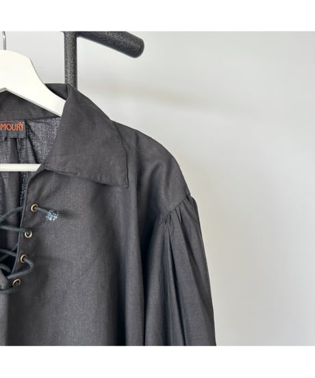 Vintage Lace up Gather Shirt