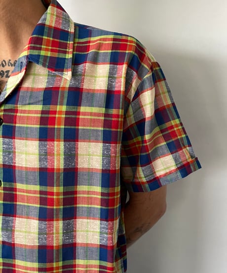 Europe madras check s/s shirt 42