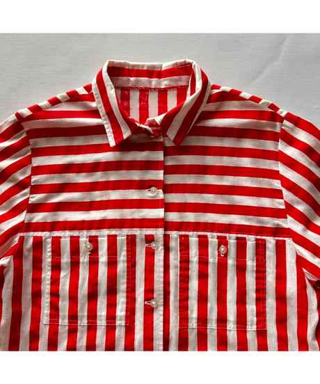 VINTAGE Hand made Switching Stripe Shirt