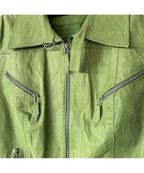 70s~80s Light Green Leather Jacket