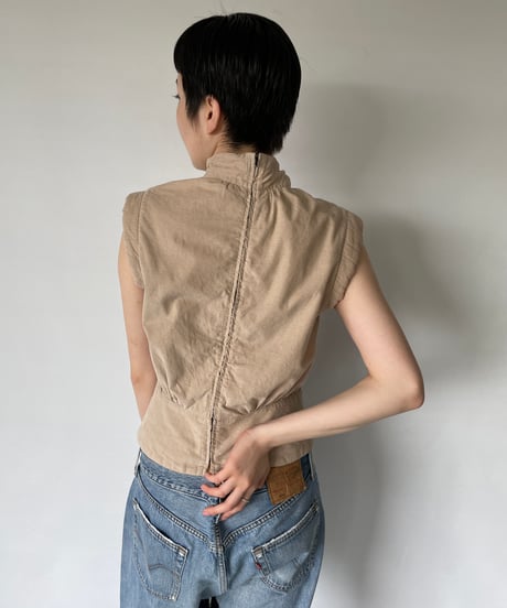 Back Zip High Neck Tops