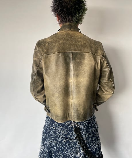 Vintage Stand Collar Leather Jacket