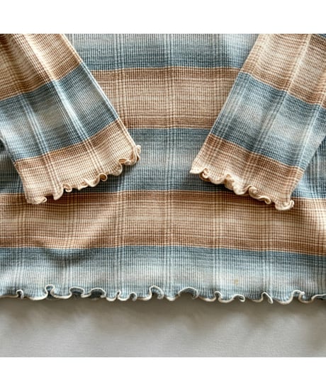 Henley neck ruffle tops