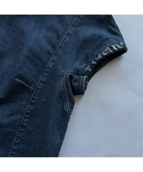 MADE IN ITALY "back button denim tops"