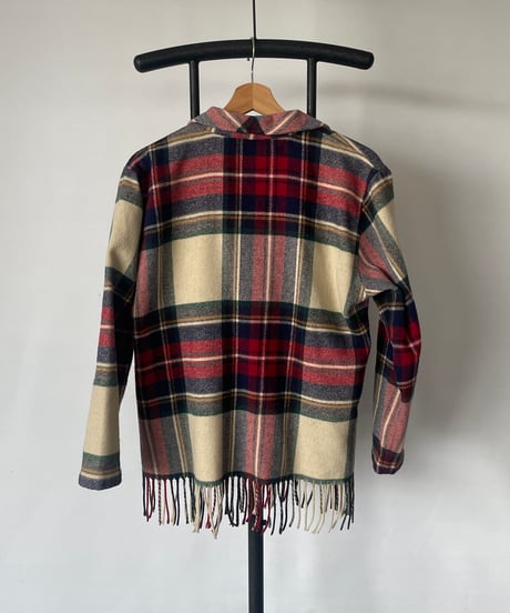 MADE IN ITALY checked fringe jacket