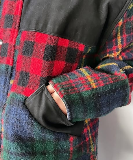 90s Wool rich patch work wool jacket M