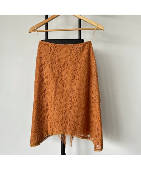 Asymmetrical flower lace skirt