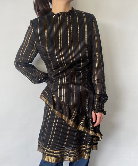 Frill Golden Stripe Dress