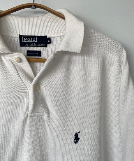 90s RALPH LAUREN cotton knit shirt L