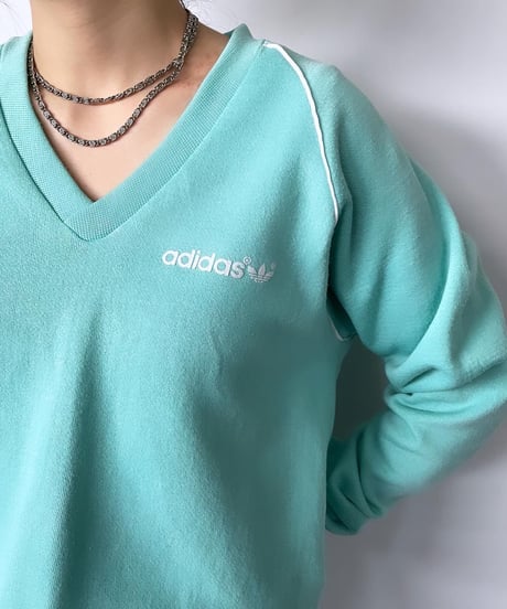80s MADE IN USA  adidas v neck sweat L