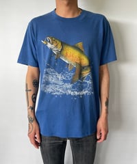 80s JERZEES "rainbow trout" s/s tee L