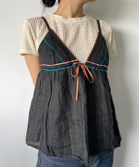 multi color piping camisole