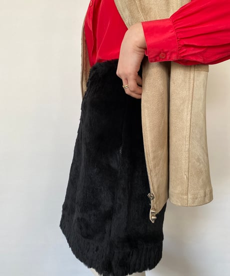 Europe vintage fur trapeze skirt