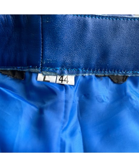 Europe Vintage Blue Leather Pants