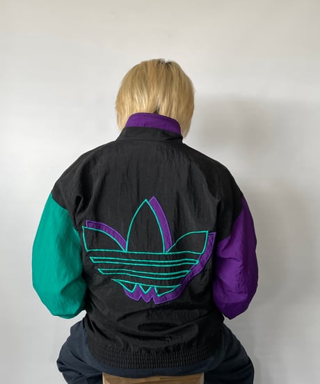 80s adidas nylon track jacket M