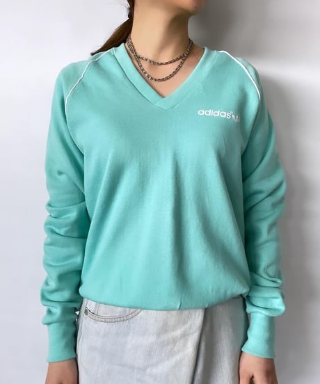 80s MADE IN USA  adidas v neck sweat L
