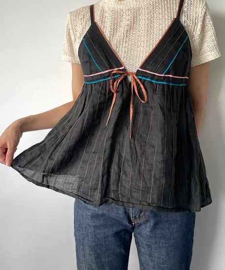 multi color piping camisole