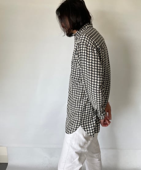 90s Houndstooth silk shirt