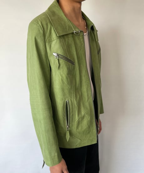 70s~80s Light Green Leather Jacket